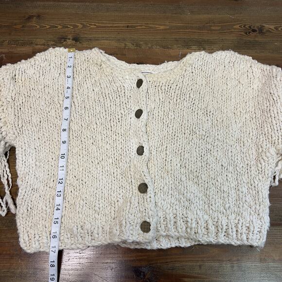 Anthropologie Chunky Knit Fringe Cardigan Sweater Woman’s Size XS/S - Picture 6 of 8
